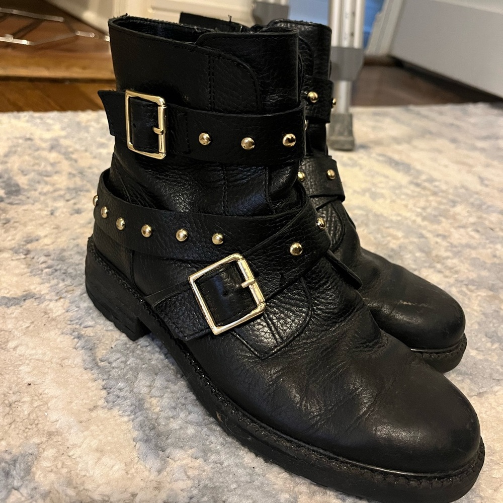 Black studded booties